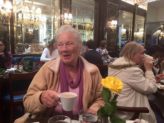 Enjoying a cup of tea in Knightsbridge 2014
