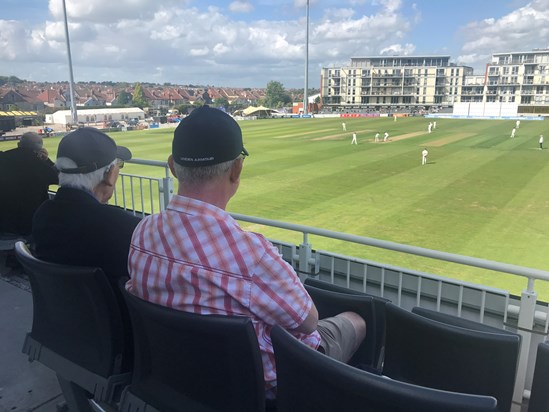 Dad and Steve watching Gloucester in 2022