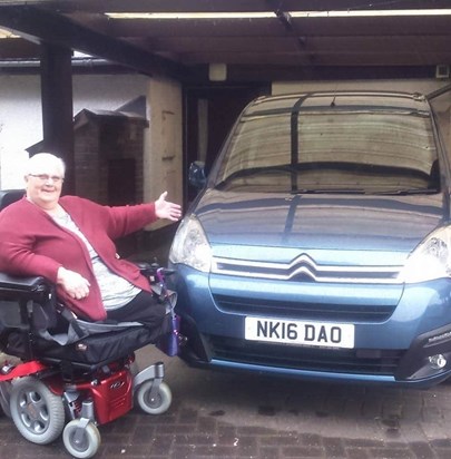 Eileen with her new car