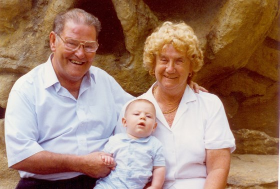 Roy, Joy & Robert, their first Grandson who is now 28 and engaged to be married!