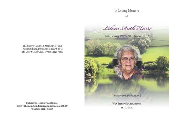 Memorial booklet of funeral