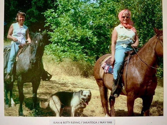 Betty and Jean Bangerter "best buds" on their horses 1968!
