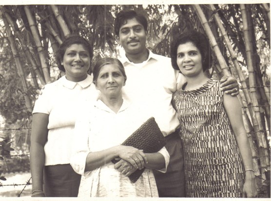 Margaret D'Cruz (sister), Celine Rodrigues (mum), Nobby & Vienna (in India)