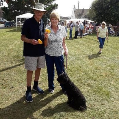 Jill, Gerry and Coco on Beach Estate