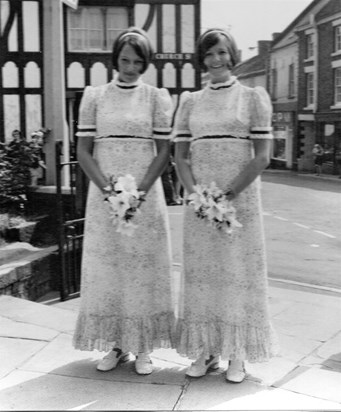 Jill as one of our bridesmaids in Whitchurch, Shropshire in 1970.  Love Sue