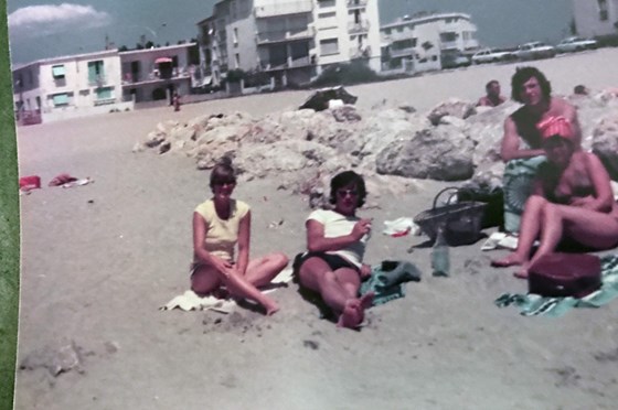 Recognise him? Ross, Ann and John in South of France. Probably Narbonne Place about 1977.