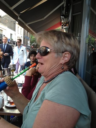 We thought we'd try a shisha pipe in Knightsbridge but couldn't stop laughing!  Travel well Annie wherever you are.  Marie H