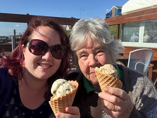 An icecream at Hill Head beach