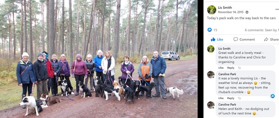 Lis always loved her Kingdom of Fife Agility Club pack walks and lunch afterwards. Happy times had <3 