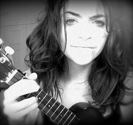With her ukulele