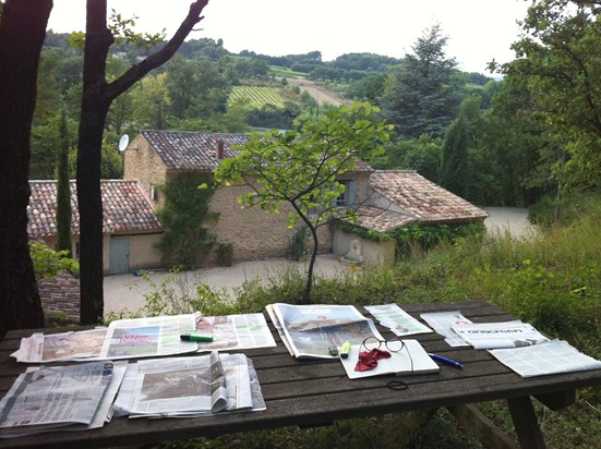 Octavia's outside 'office' in provence - her favorite place to write