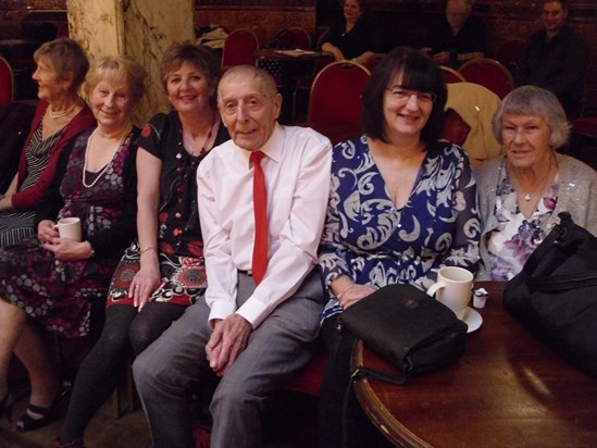 Dad with his dancing ladies at Blackpool