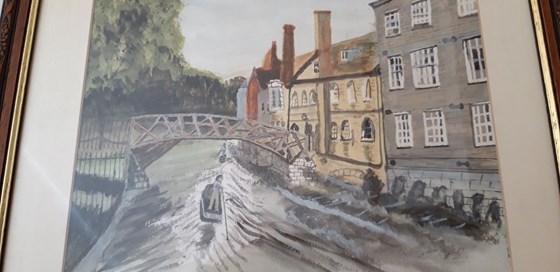 Dickies painting of the Mathematical  Bridge in Cambridge 