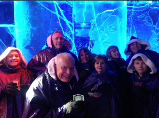 London trip to the Ice Bar. It was freezing but Uncle John was always up for a new experience!