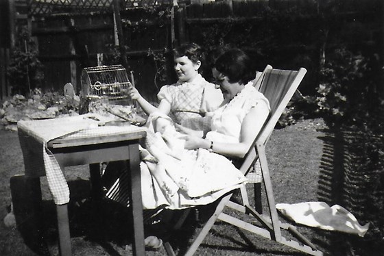 Frances in garden with Mum at Alexandra Road, South Woodford 1958.
