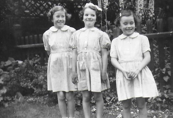 With school friends from St. Joseph's Convent School for Girls, Wanstead 1955. 