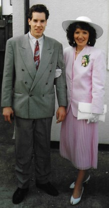 Frances and Son Paul at Karen's Wedding, May 1991.
