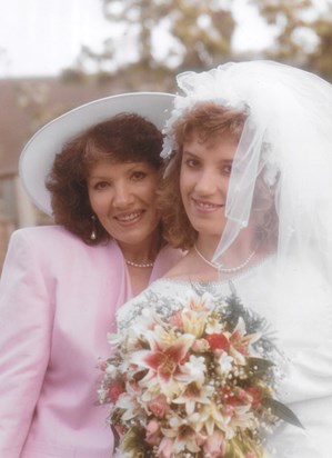 Frances and Daughter Karen's Wedding Day, 4th May 1991.