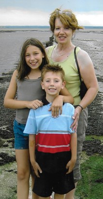 Frances with Grandchildren Rebecca and James, Shoebury Summer 2004.