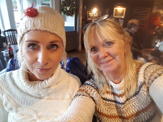 Jen  with mum having lunch