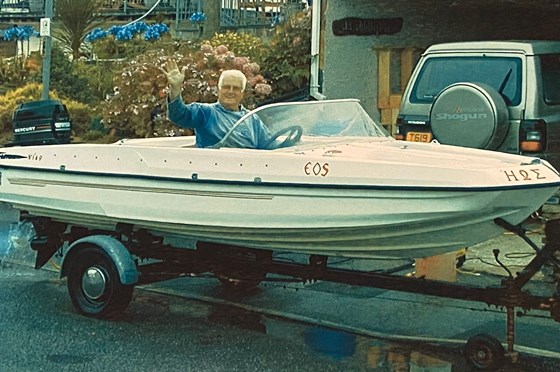 Gramps in a boat