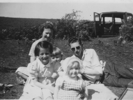 Family outing in big brother Terry's car 1954