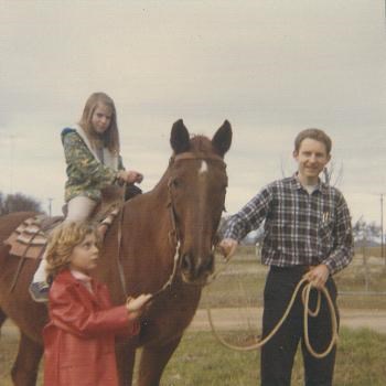With niece Donna and daughter Ellen (on pony)