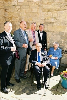 Eric with Mike, Roger, David, Cyril and Pat at Charlotte and Matt's wedding, April 2010