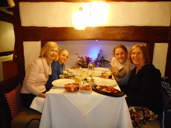 With my beloved cousin Fran, who was for me the sister I never had. Picture of Fran, Jane, Mollie and Maddy, taken in Billingshurst at the curry house 2019.
