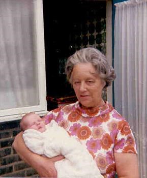 6 days old with Grannie Madge