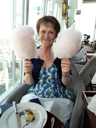 Having fun over afternoon tea at the Shard.