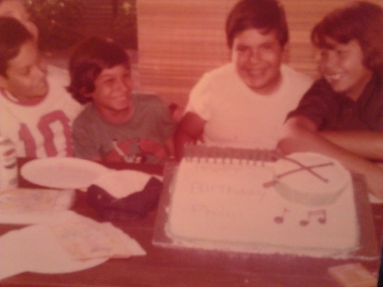 Phil on his 11th birthday with friends, 1976