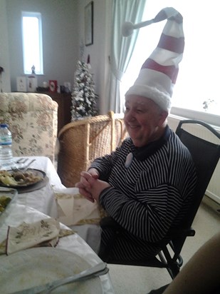 Dad, eating his Christmas dinner.