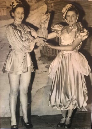 As Dandini (left) in the Mochdre Panto with Barbara Broadbent