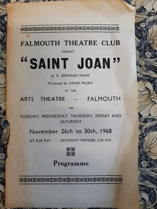 The billing for 'Saint Joan' where Pat played the title role in 1968