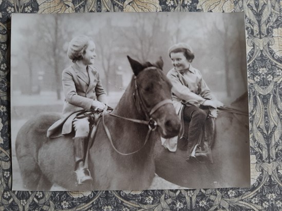 Pat and Pam (later Perwien) on horseback