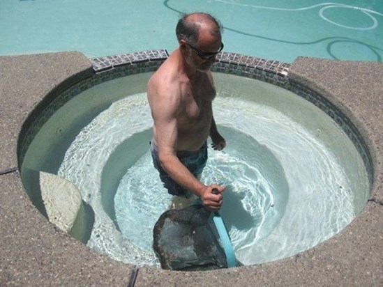 Joe Cleaning the Jacuzzi