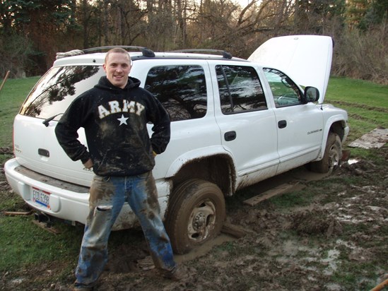 Nick digging out Hayden's truck in Lange's backyard!