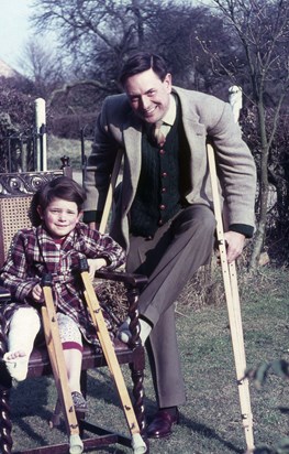 Broke his leg in 1971 so his younger son, Charles, copied his Dad later the same week!