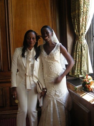 With Titi Fowora on her wedding day.