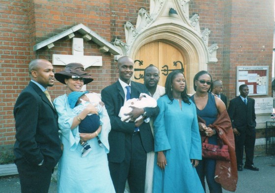 Ijeoma with Bernie and Eugene at her Godson's christening in 2001