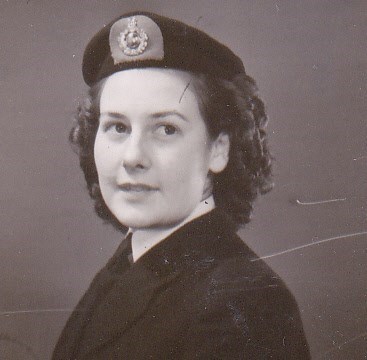 Eileen in January 1948 with her Royal Marine beret