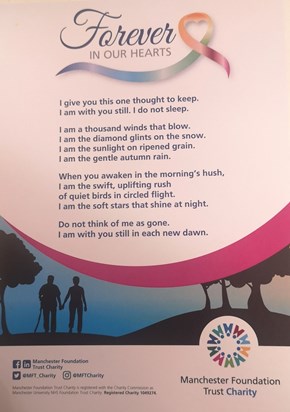 Lovely poem read out before the start of the 'Forever In Our Hearts' Walk