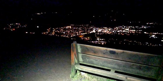View from Latrigg Xmas Eve 2021 - Nikkis pebble is under the bench. When looking through the pics that evening we could see a heart with an arrow through it on the left of the pic. 💘