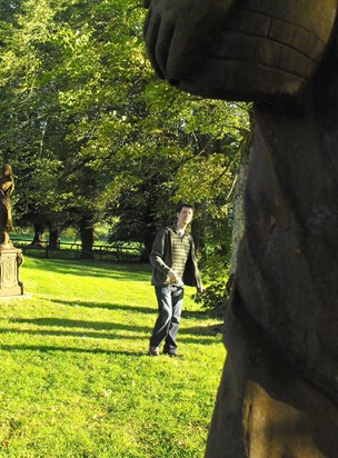 Checking out the statues in Markree Castle Ireland 2013.