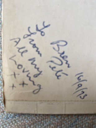 My dad would always write “All My Loving” on her cards. This is on a cherished Beatles red album.