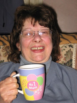 Our No1 Mum enjoying her favorite cuppa 