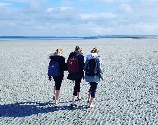 Emily, Layla and Bo at Mont St. Michel