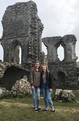 Bo and Em at Corfe Castle