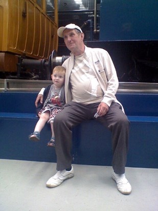 Visiting the train museum!! My favourite photo of tayla and my dad.